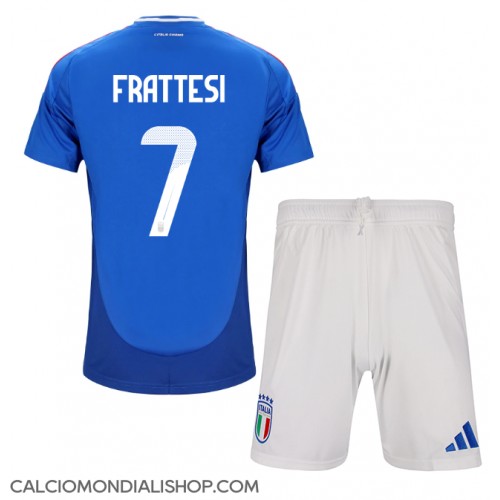 Maglie da calcio Italia Davide Frattesi #7 Prima Maglia Bambino Europei 2024 Manica Corta (+ Pantaloni corti)